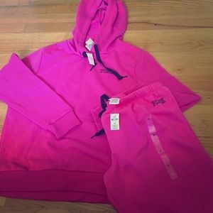New pink victory Secret Sweat suit size medium